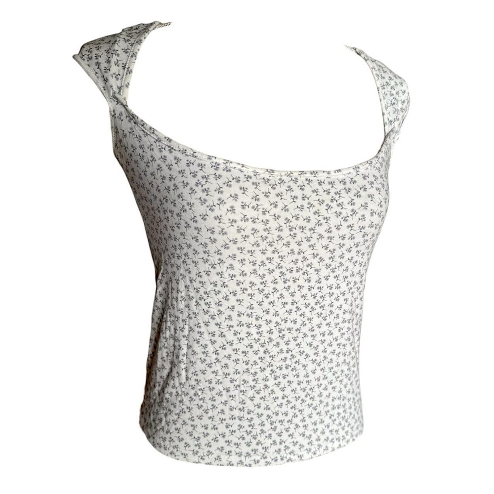 Brandy Melville White Floral Tank Top